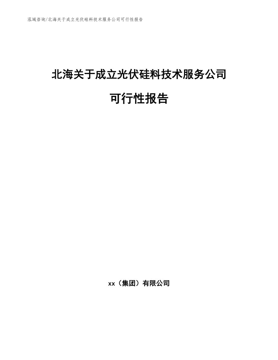 北海关于成立光伏硅料技术服务公司可行性报告_模板_第1页