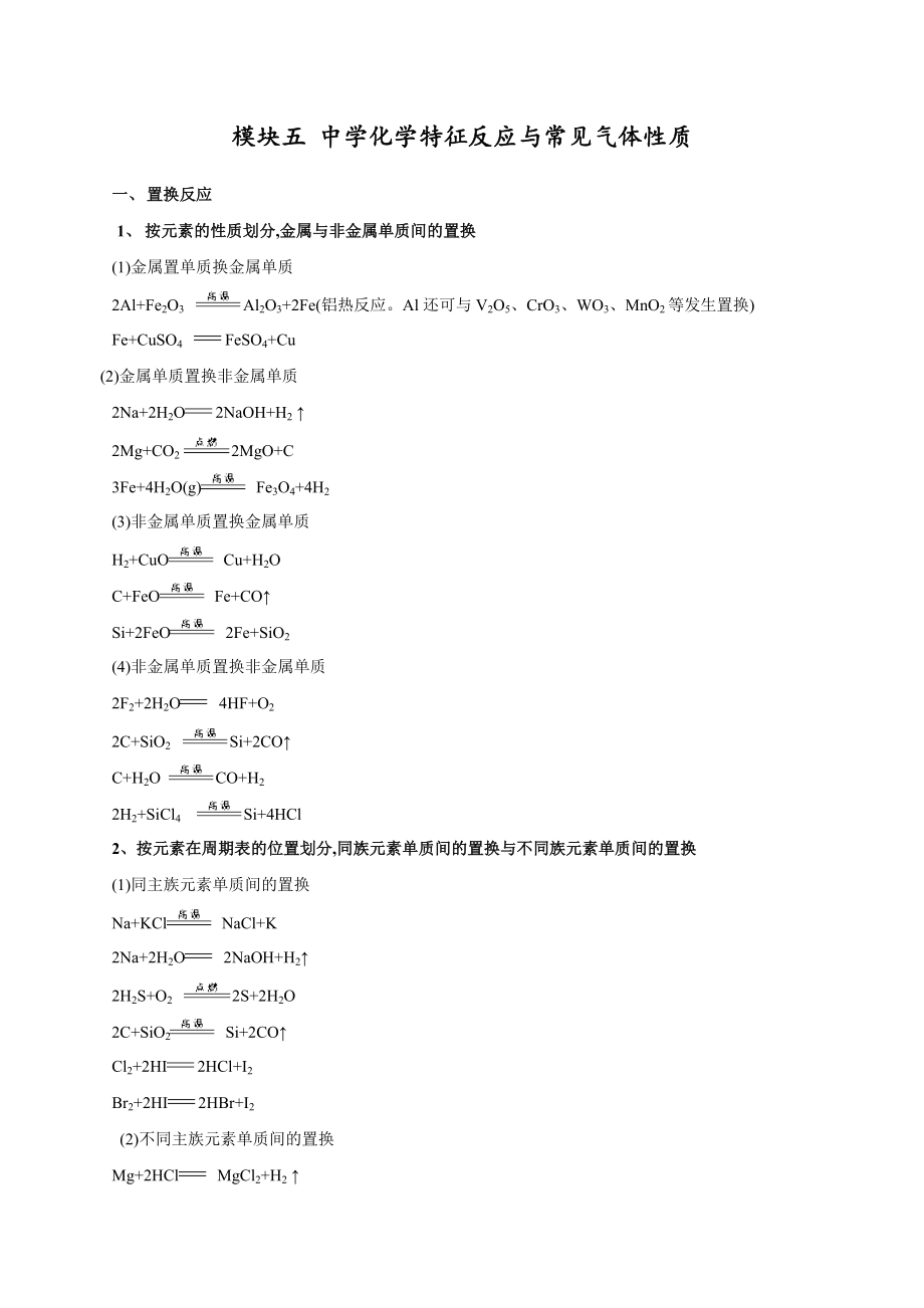 模块2.5 中学化学特征反应与常见气体性质-【口袋书】2020年高考化学必背知识与解题秘籍完全手册(1)_第1页