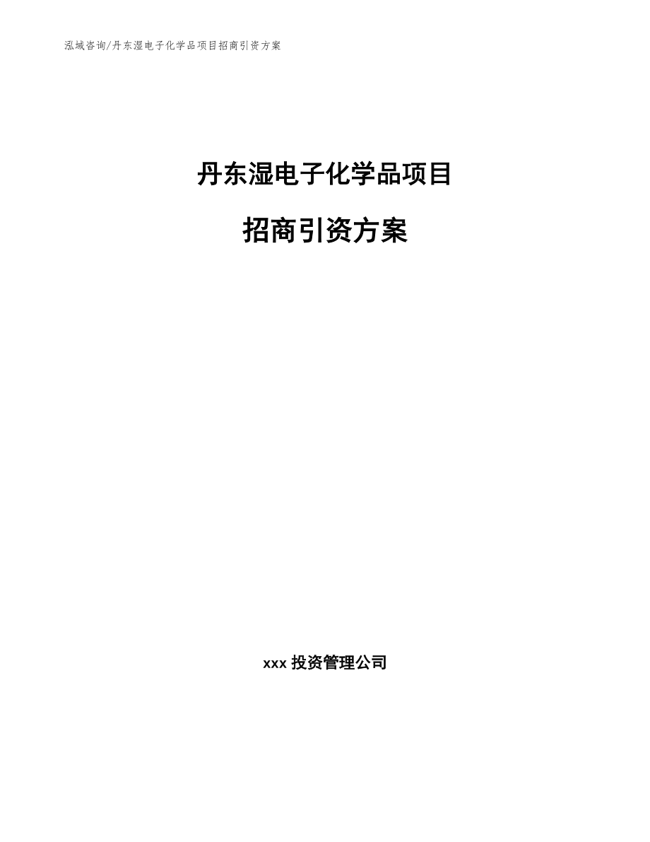 丹东湿电子化学品项目招商引资方案（范文）_第1页