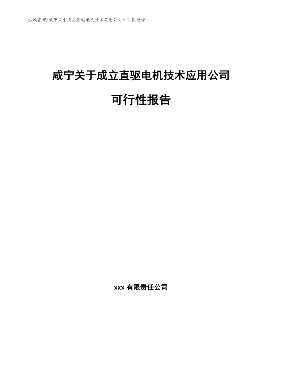 咸宁关于成立直驱电机技术应用公司可行性报告_第1页