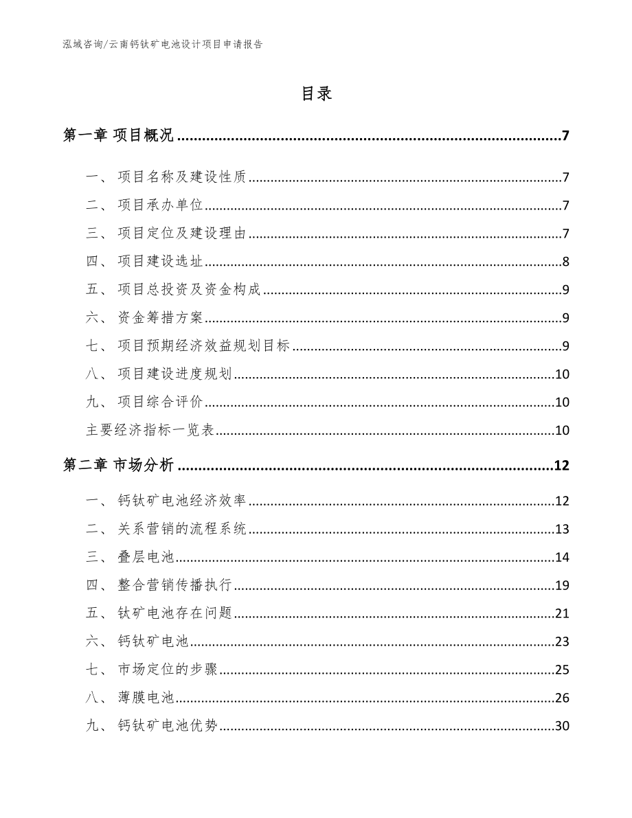 云南钙钛矿电池设计项目申请报告【模板参考】_第1页
