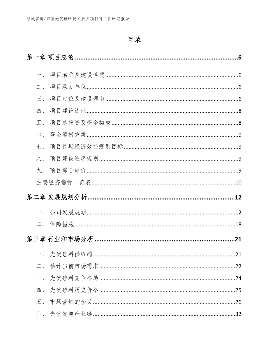 东营光伏硅料技术服务项目可行性研究报告（范文）_第1页