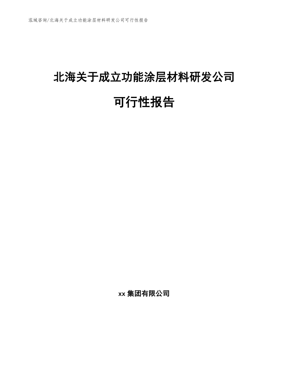 北海关于成立功能涂层材料研发公司可行性报告（模板范本）_第1页