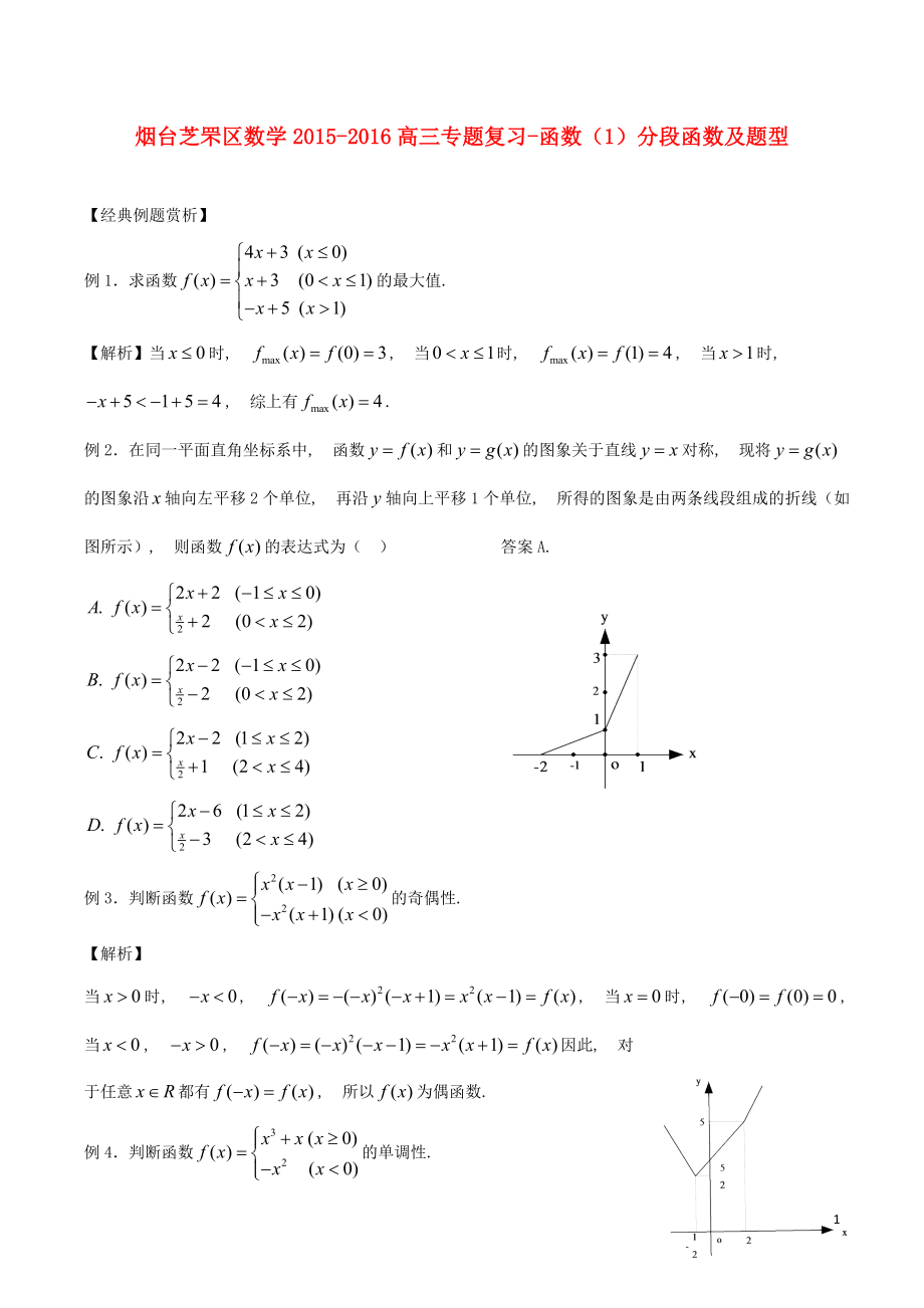 山东省烟台市芝罘区2015_2016高三数学专题复习函数1分段函数及题型_第1页