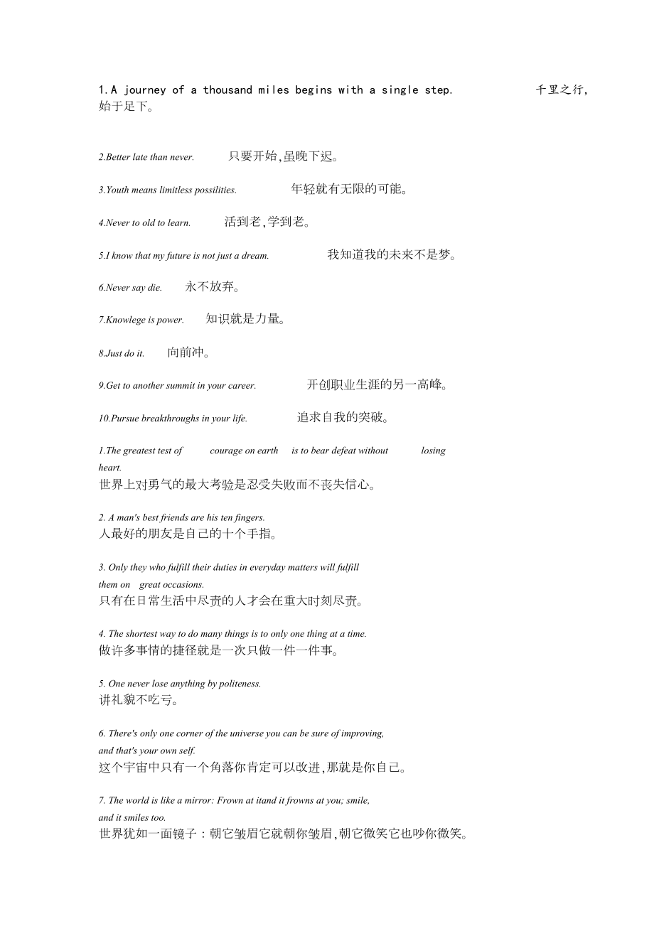 经典英语励志名言[共30页]_第1页