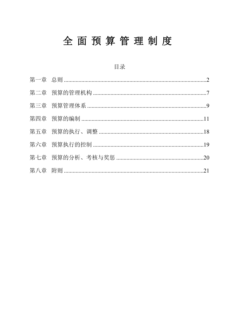 视野分享全面预算管理制度_第1页