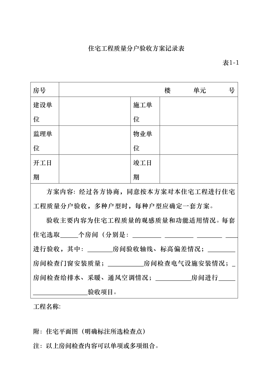 住宅工程质量分户验收工作表格汇编_第1页