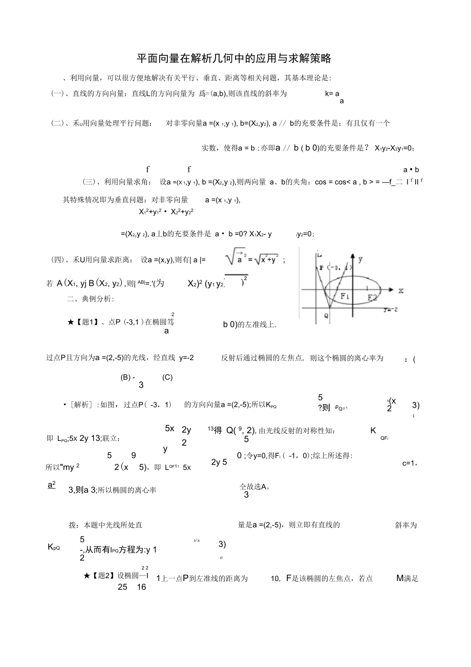 平面向量在解析几何的应用策略分析_第1页