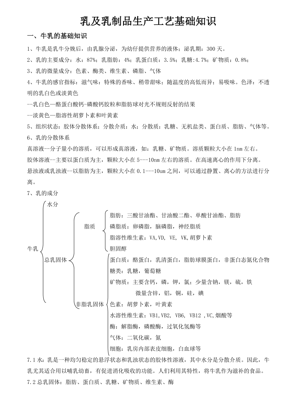 乳及乳制品生产工艺基础知识_第1页
