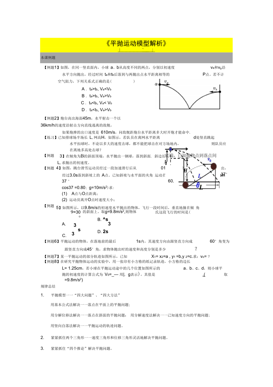 平抛运动模型解析_第1页