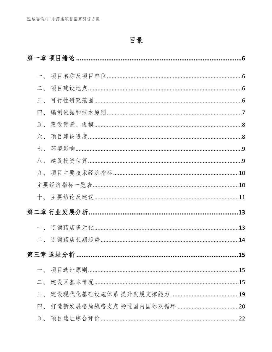 广东药店项目招商引资方案_第1页