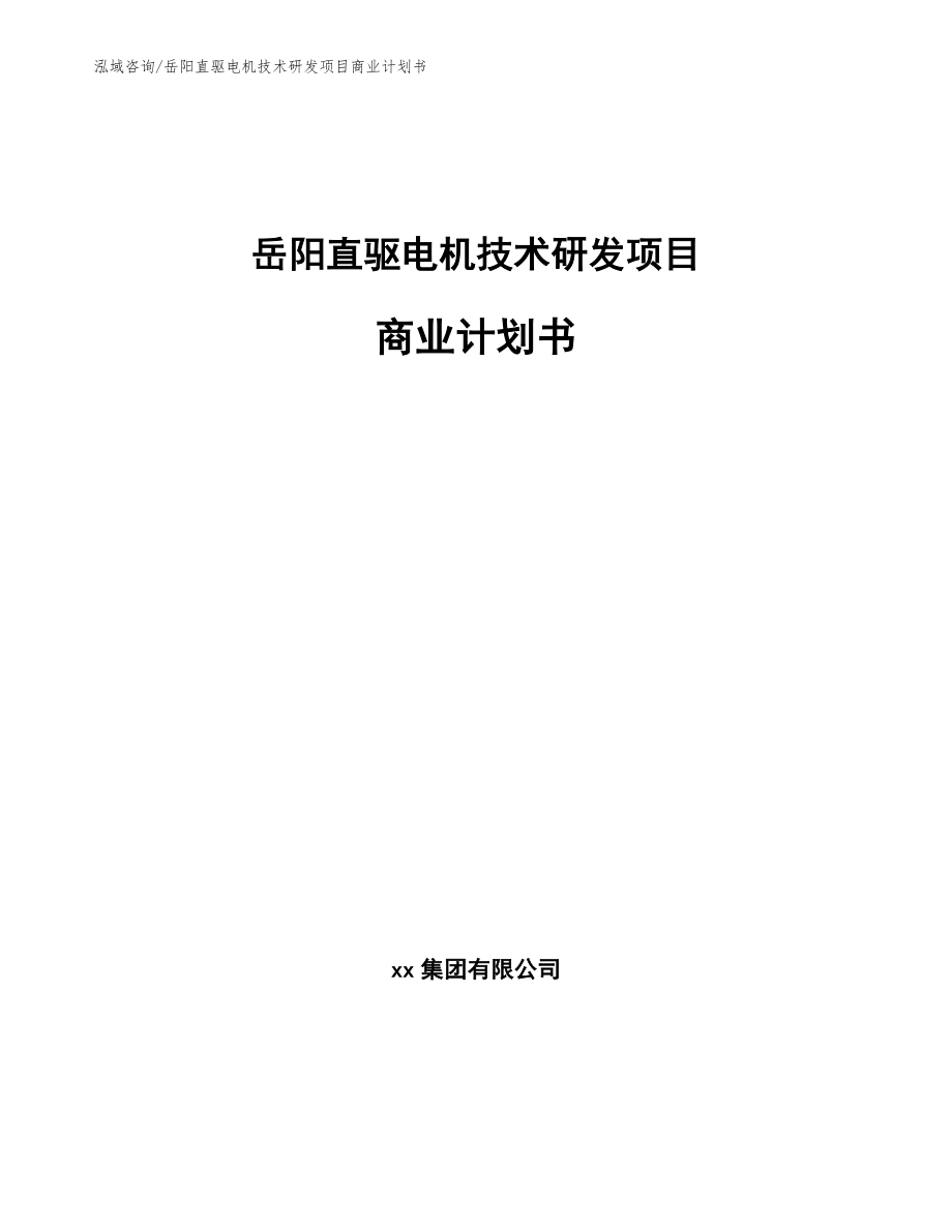 岳阳直驱电机技术研发项目商业计划书【模板范文】_第1页