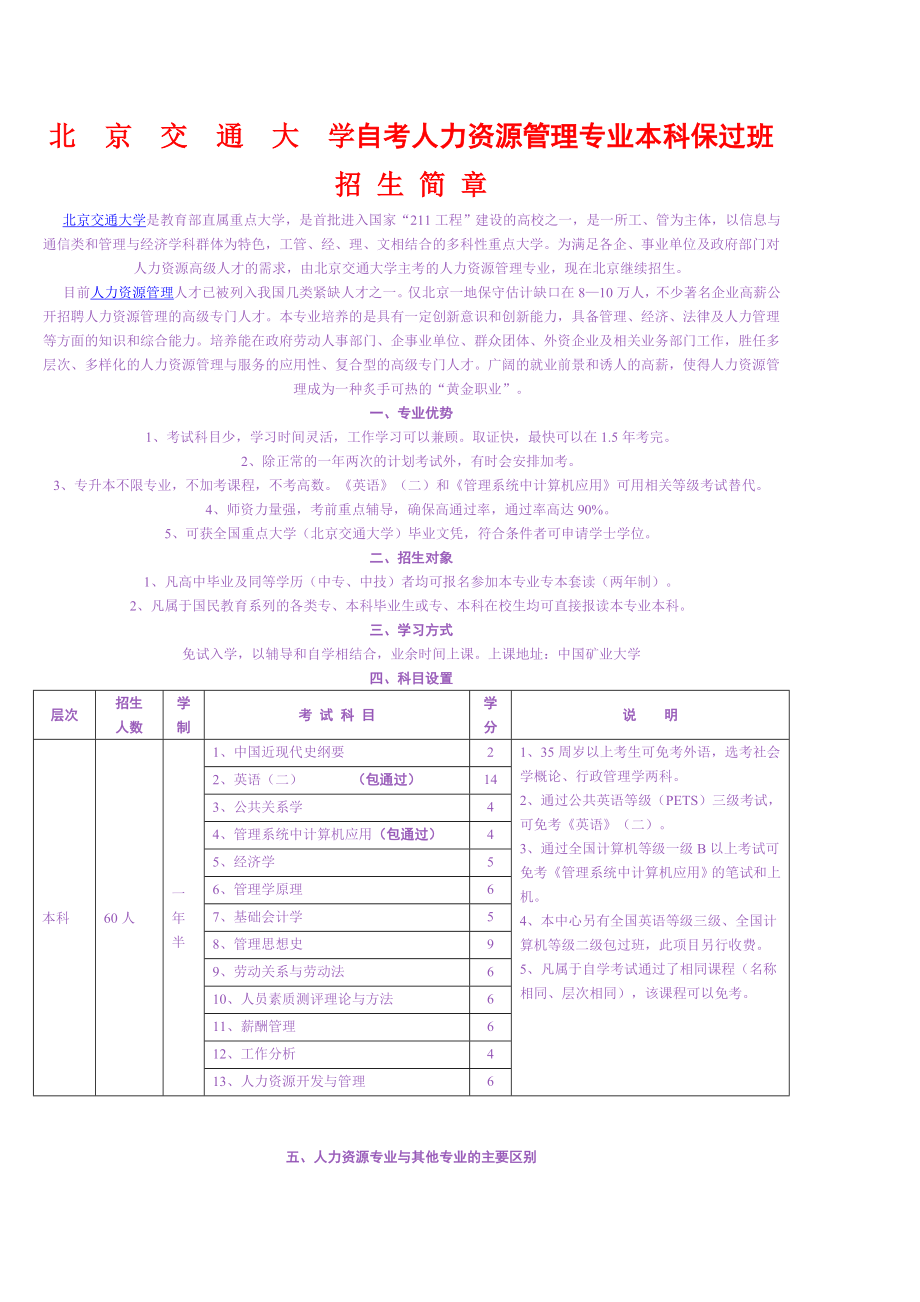 北京交通大学自考人力资源管理_第1页