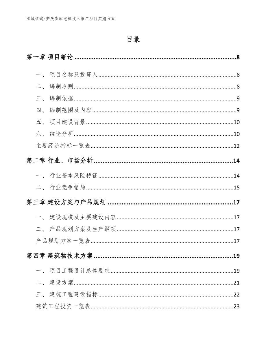 安庆直驱电机技术推广项目实施方案范文参考_第1页