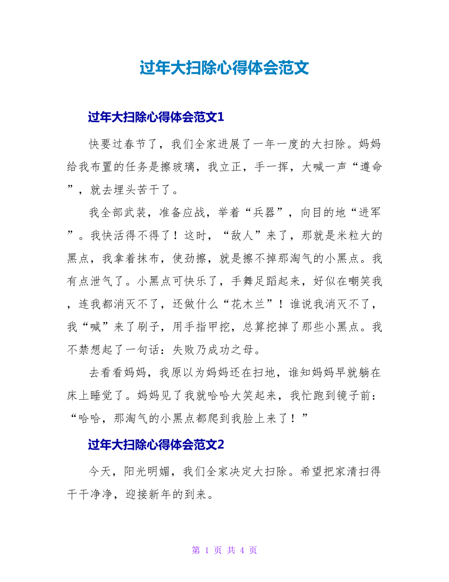 过年大扫除心得体会范文_第1页