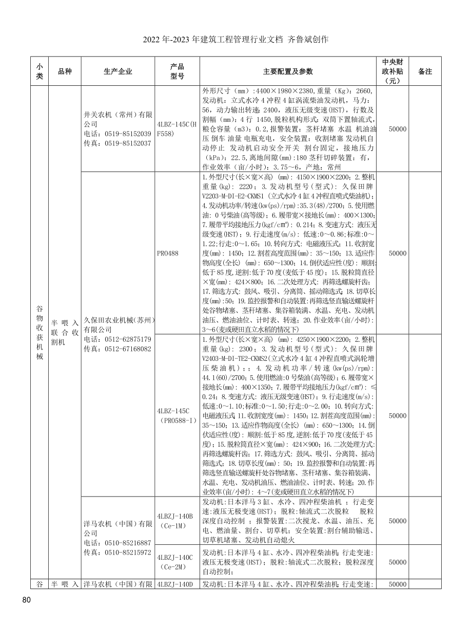 谷物收获机械-品种_第1页