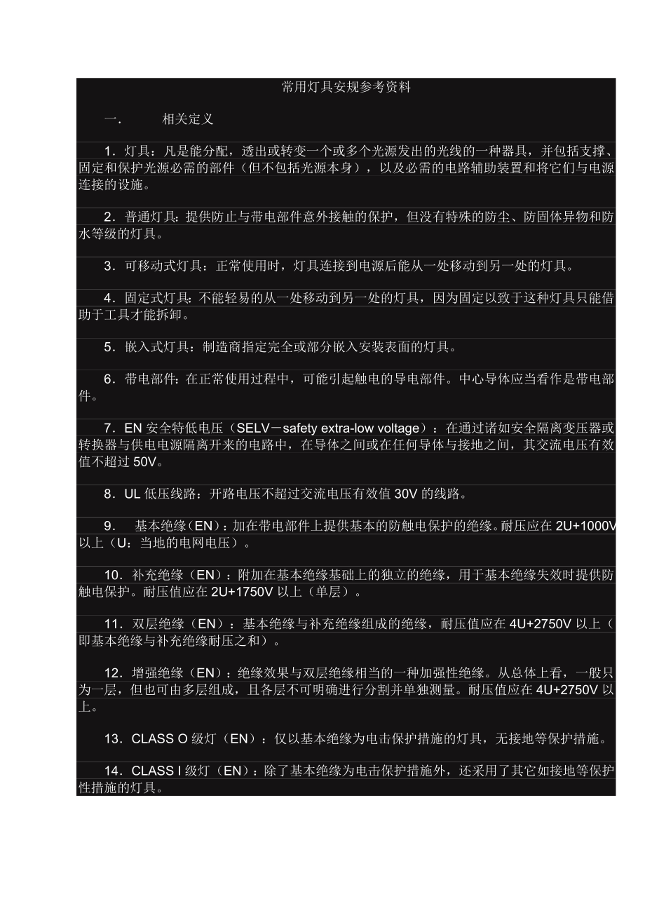 常用灯具安规参考资料_第1页