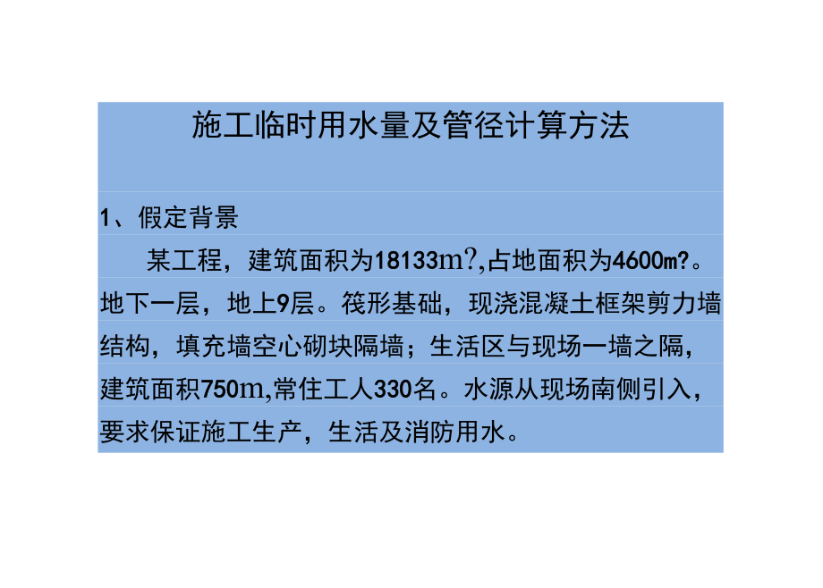 施工临时用水量及管径计算方法_第1页