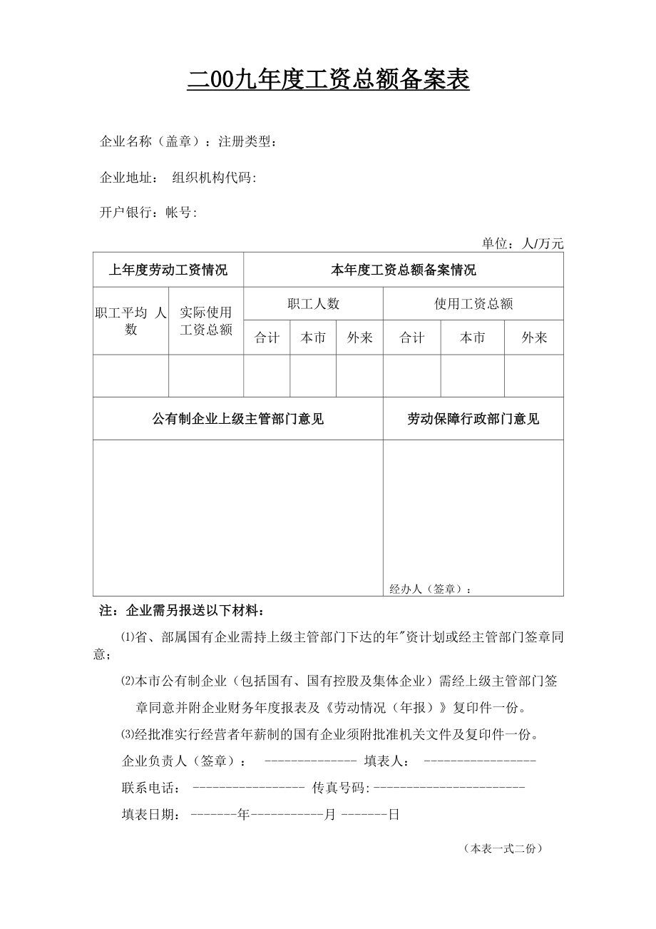 年度工资总额使用计划表_第1页