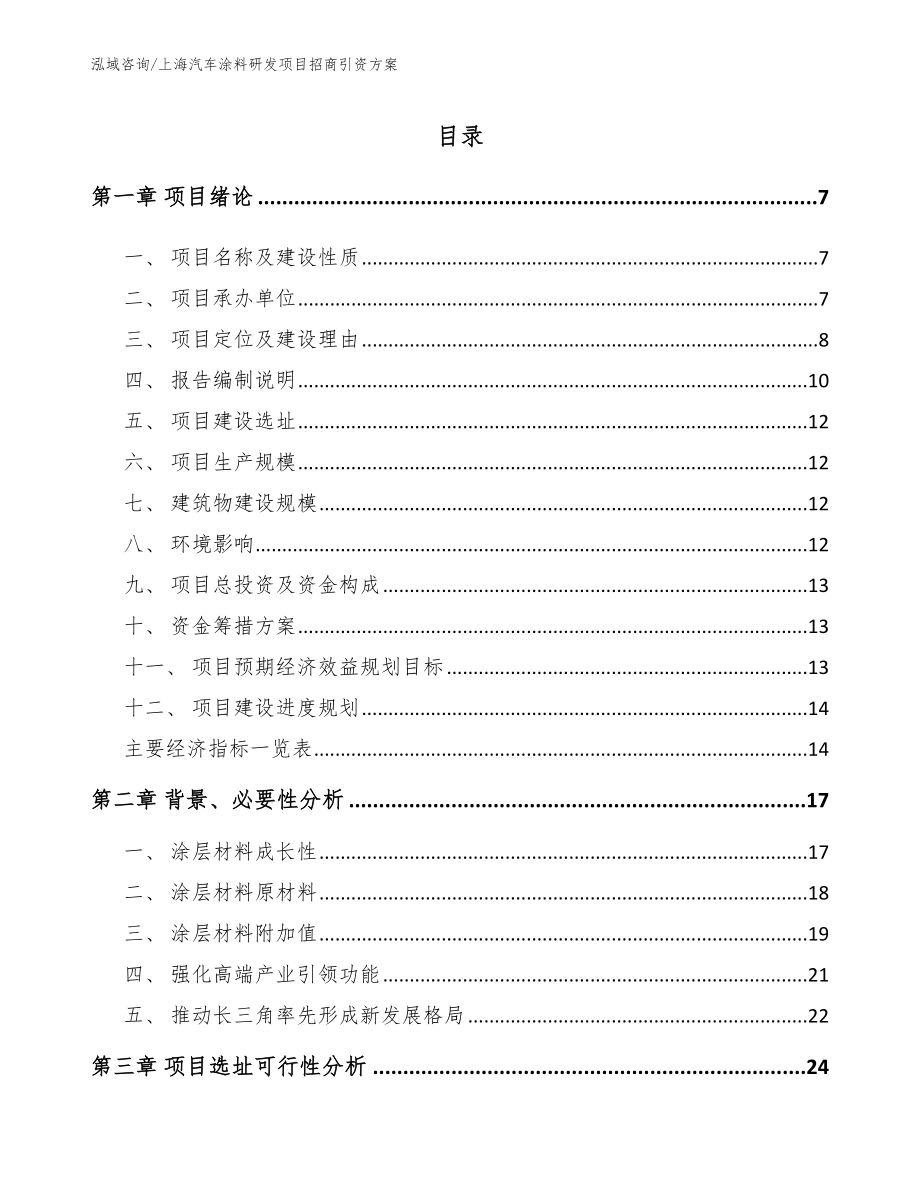 上海汽车涂料研发项目招商引资方案_第1页