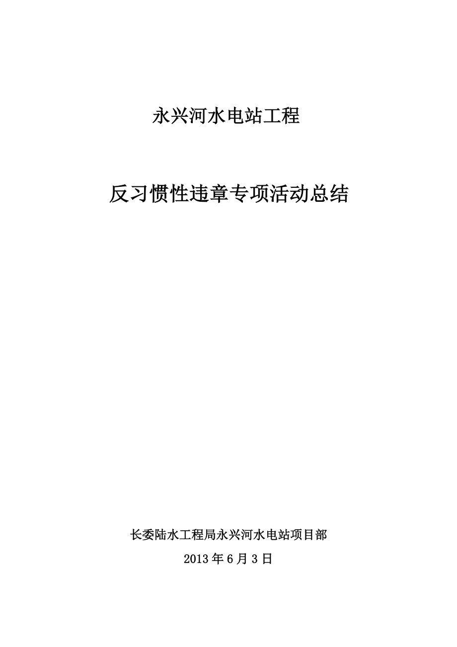 水电站反习惯性违章专项活动总结_第1页