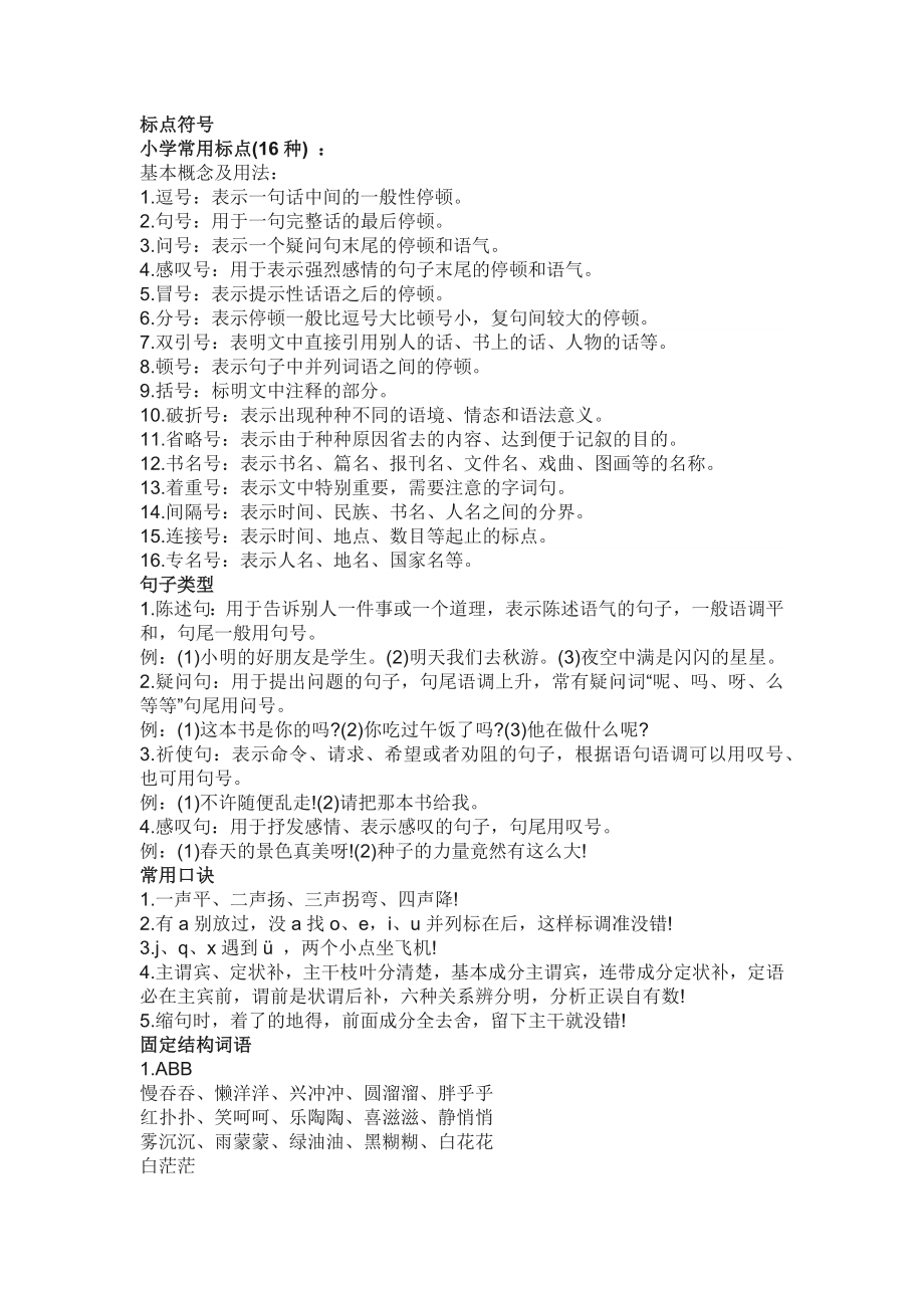 小学语文暑假作业会用到的基础知识_第1页