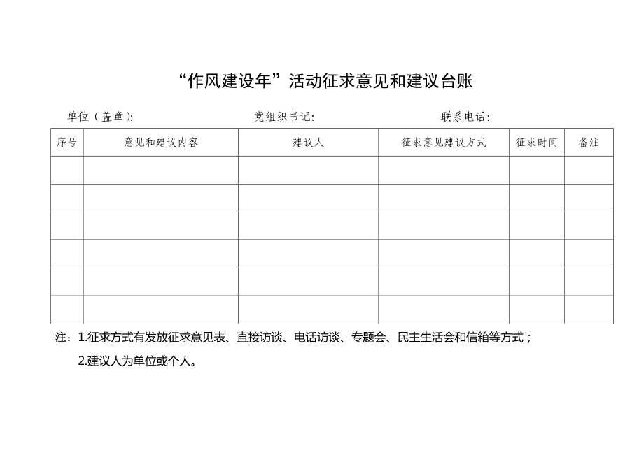 作风建设年建议台账_第1页