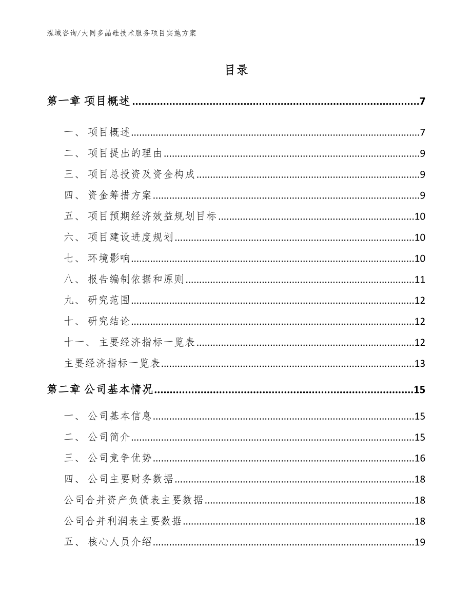 大同多晶硅技术服务项目实施方案_第1页