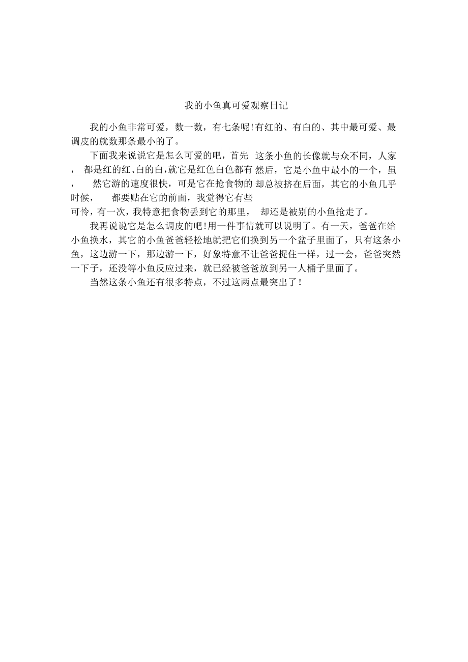 我的小鱼真可爱观察日记_第1页
