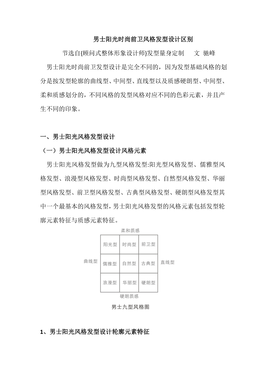 男士阳光时尚前卫风格发型设计区别_第1页