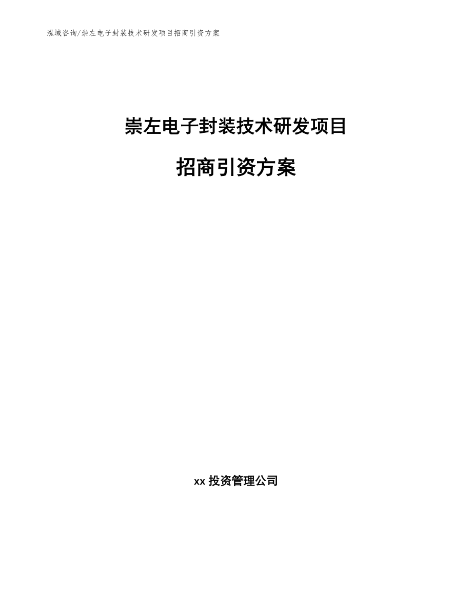 崇左电子封装技术研发项目招商引资方案_范文模板_第1页