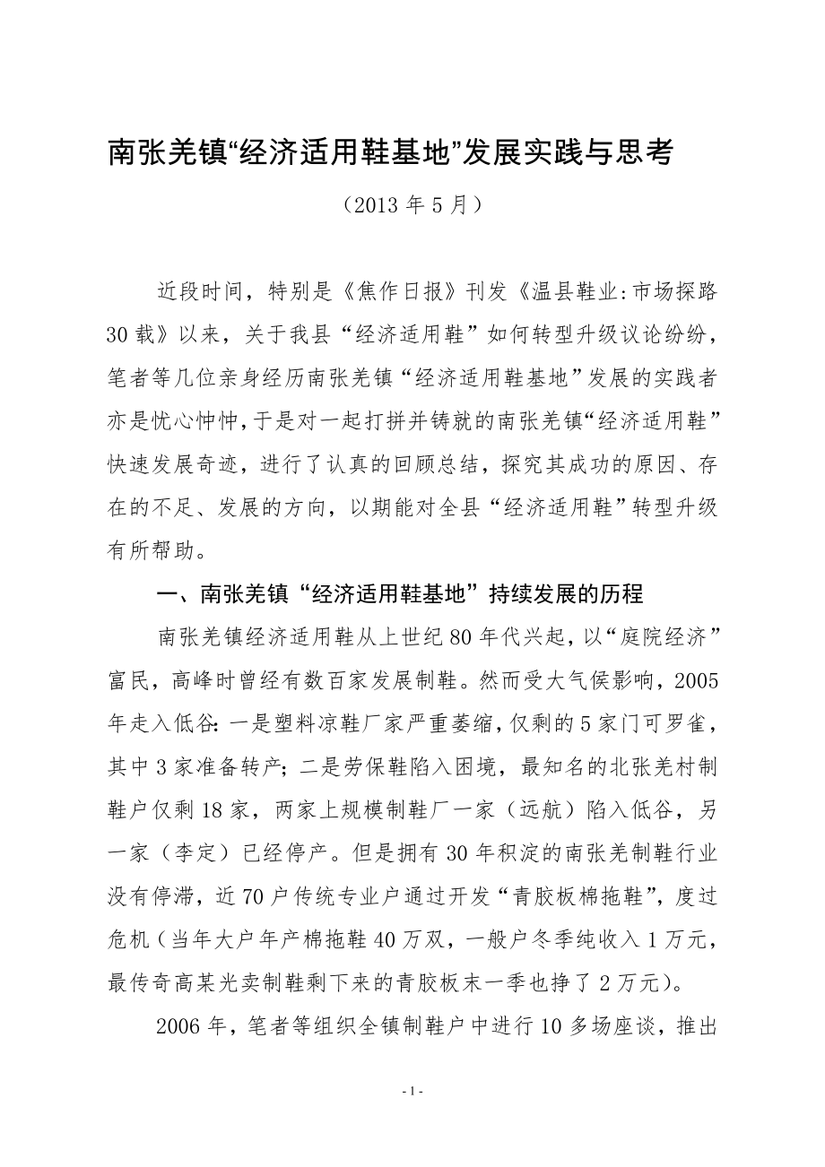 南张羌经济适用鞋的实践与思考_第1页