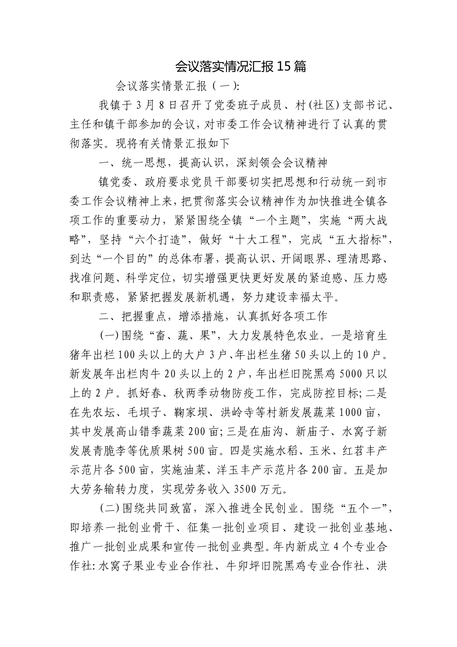 会议落实情况汇报15篇_第1页