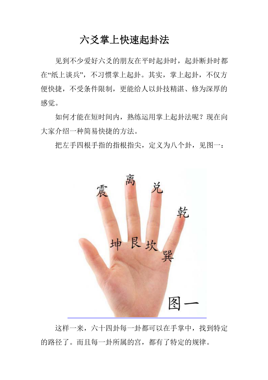 六爻掌上快速起卦法_第1页