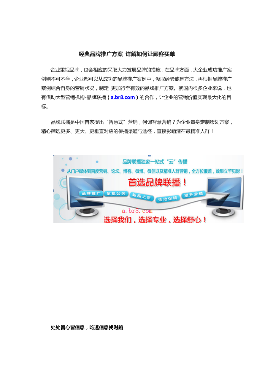经典品牌推广方案详解如何让顾客买单_第1页