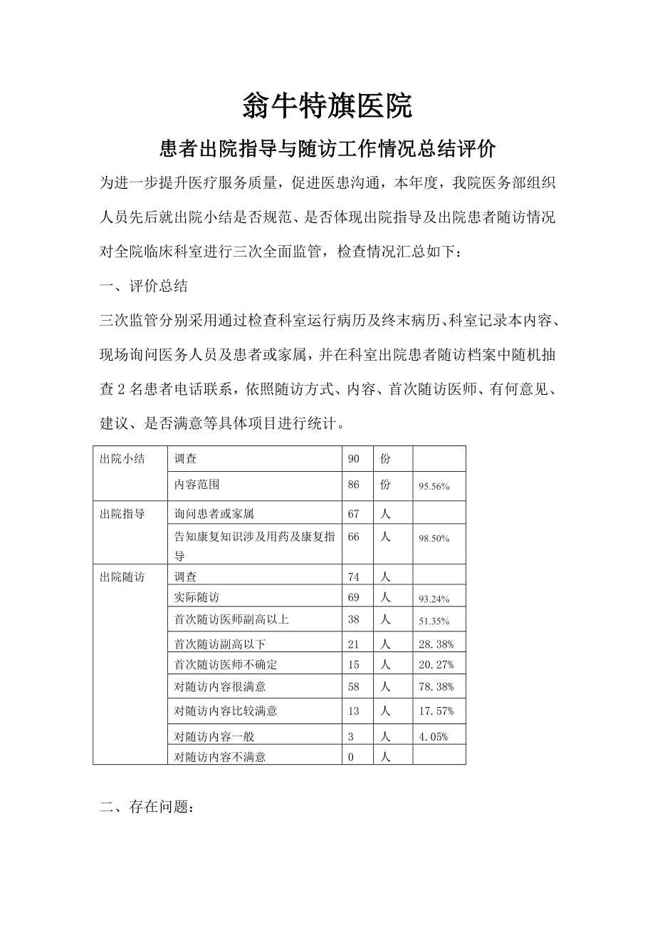 患者出院指导与随访工作情况总结评价_第1页