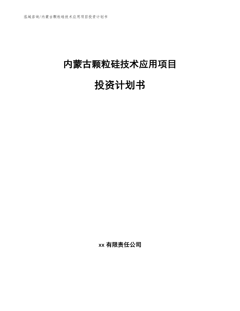 内蒙古颗粒硅技术应用项目投资计划书（范文）_第1页