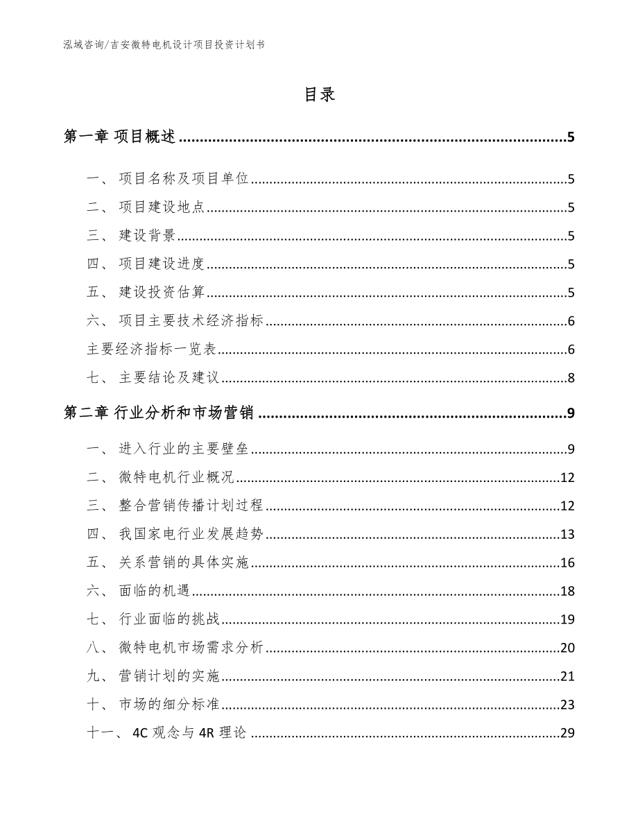 吉安微特电机设计项目投资计划书模板范文_第1页
