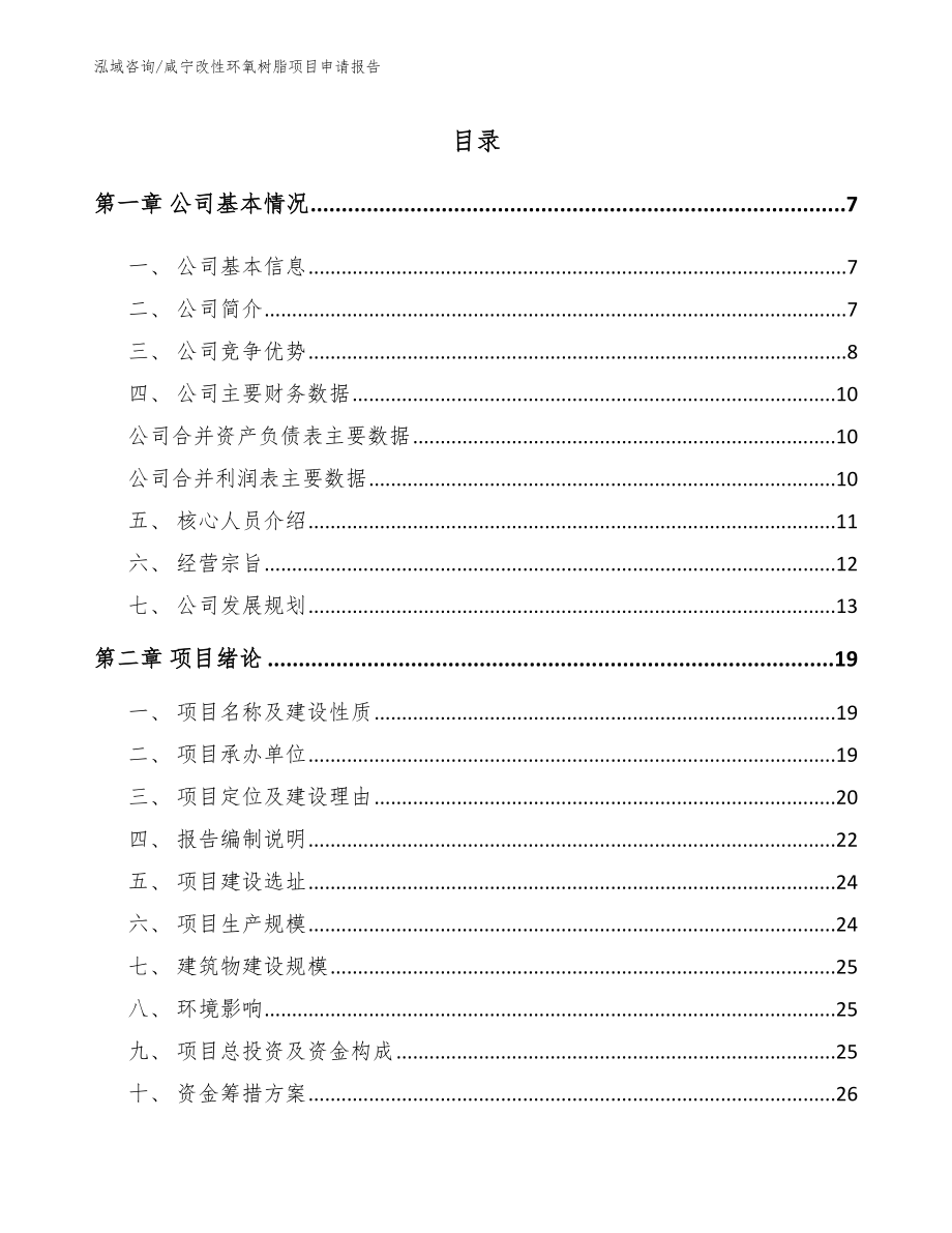 咸宁改性环氧树脂项目申请报告_第1页