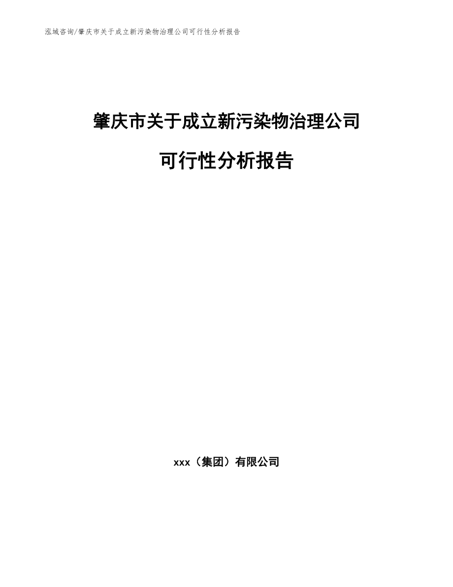 肇庆市关于成立新污染物治理公司可行性分析报告_第1页