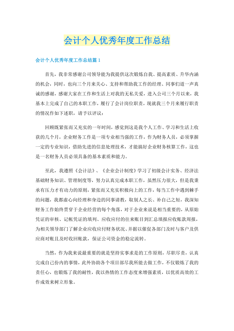 会计个人优秀年度工作总结_第1页