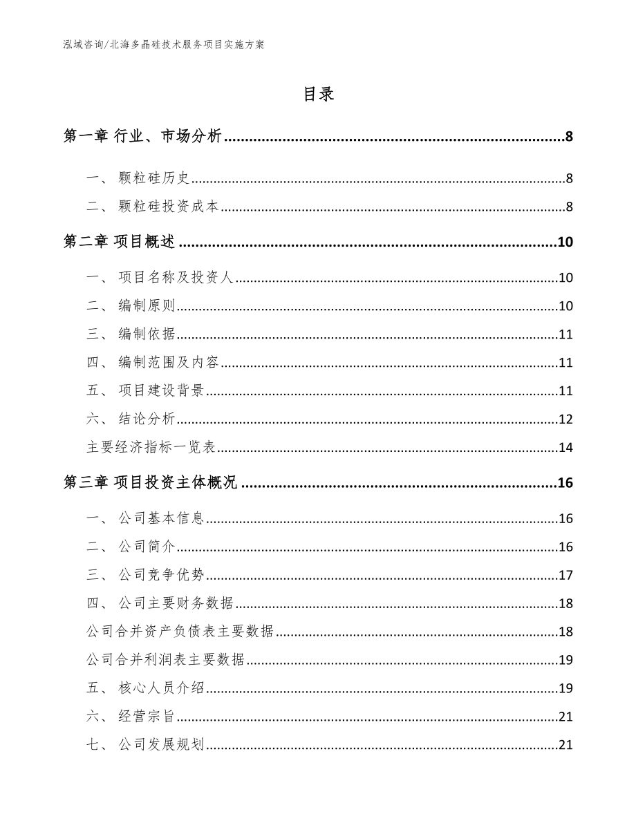 北海多晶硅技术服务项目实施方案_第1页