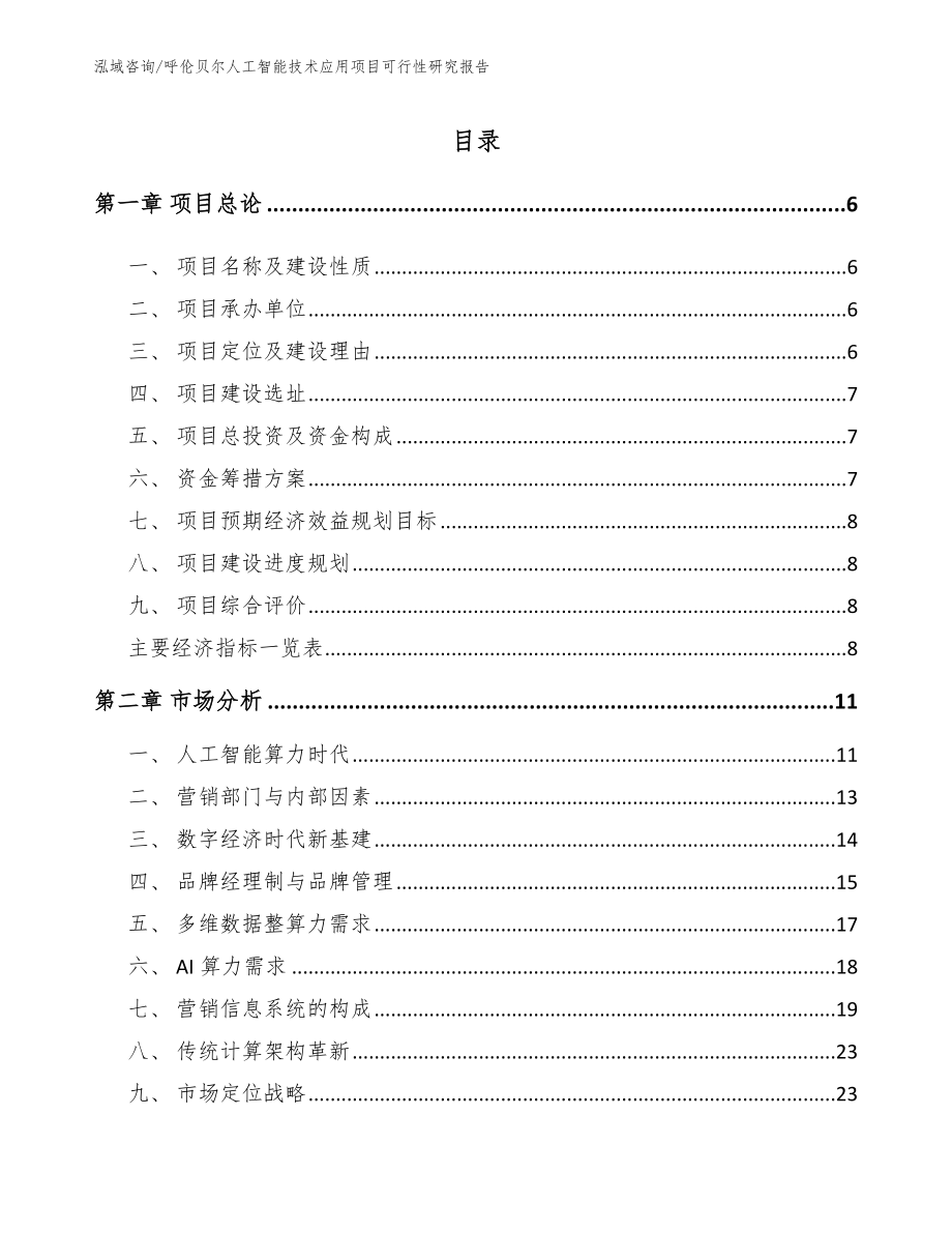 呼伦贝尔人工智能技术应用项目可行性研究报告_模板_第1页
