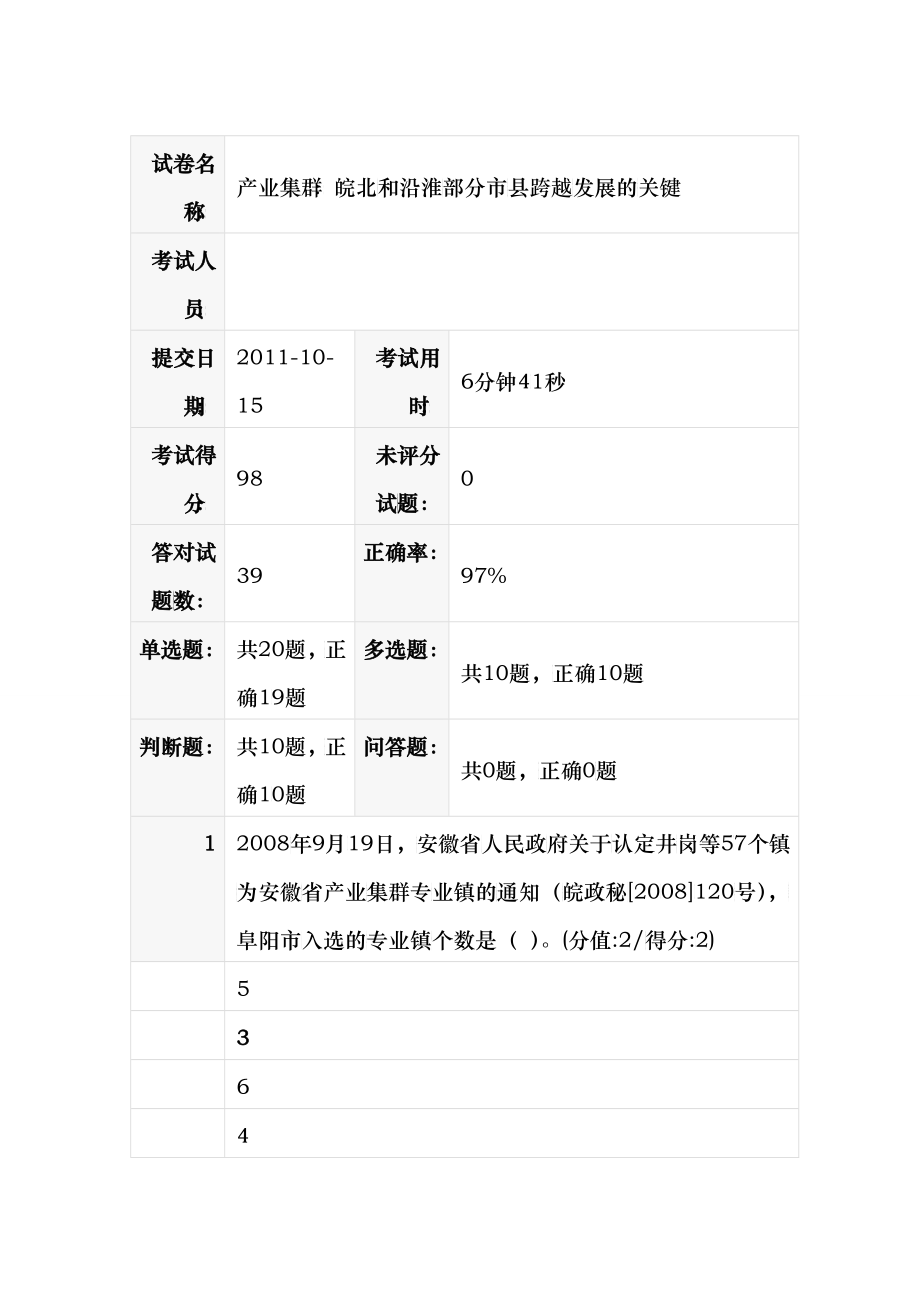 产业集群：皖北和沿淮部分市县跨越发展的关键试题_第1页