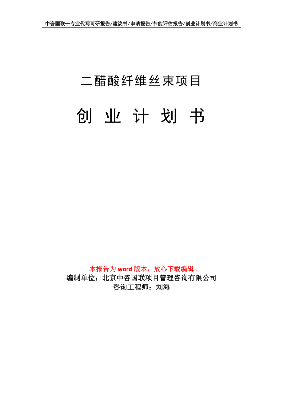 二醋酸纤维丝束项目创业计划书写作模板_第1页