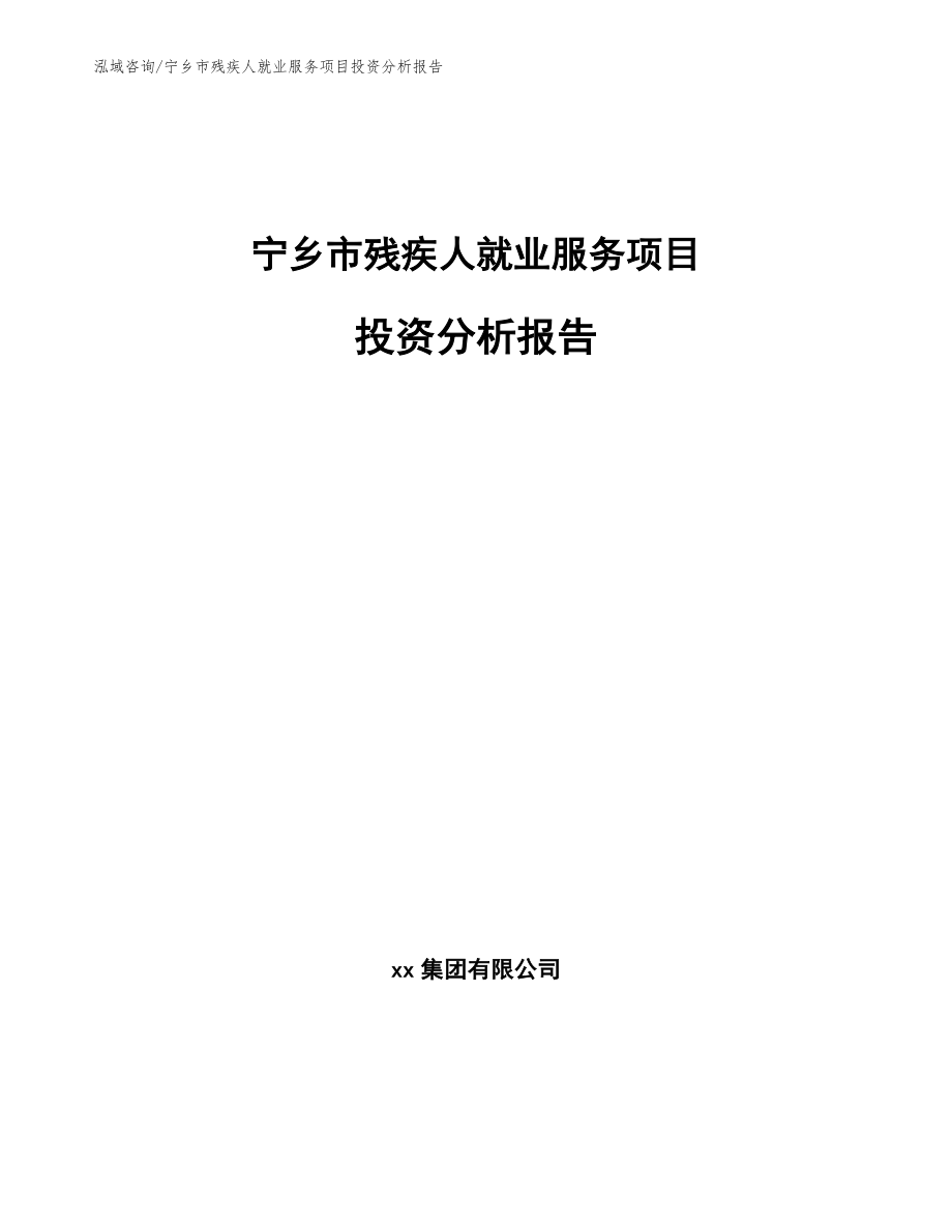宁乡市残疾人就业服务项目投资分析报告_模板_第1页