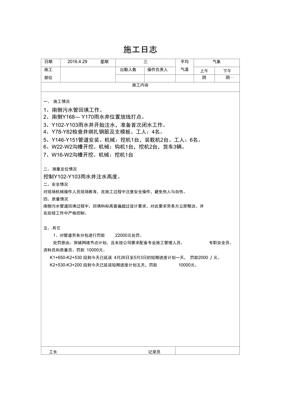 施工日志范本_第1页