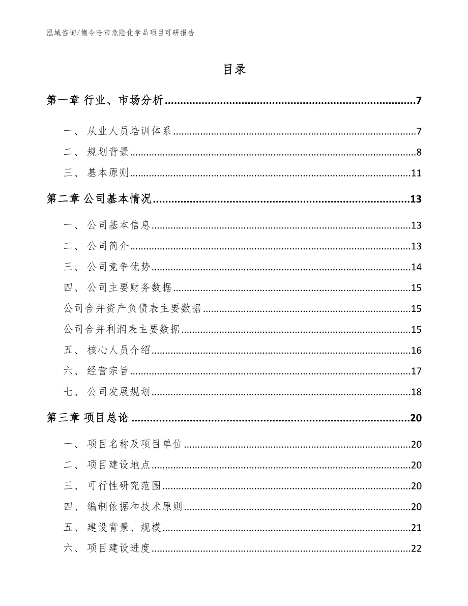 德令哈市危险化学品项目可研报告_第1页