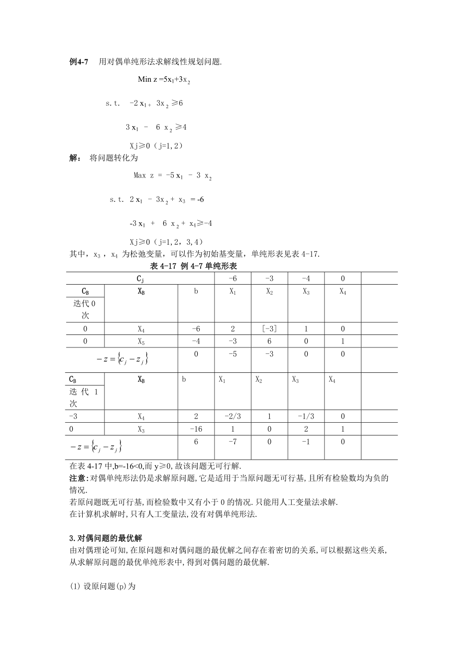 用对偶单纯形法求解线性规划问题_第1页