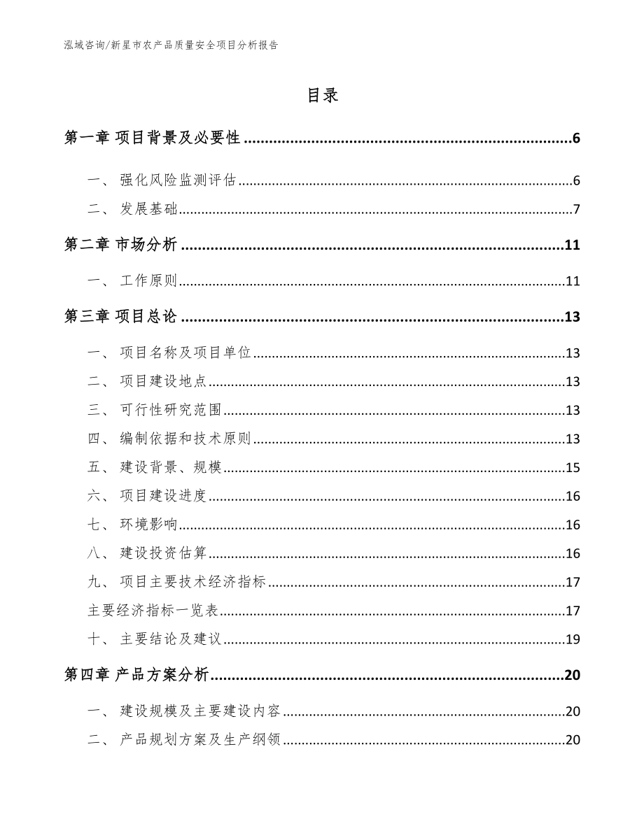 新星市农产品质量安全项目分析报告参考模板_第1页